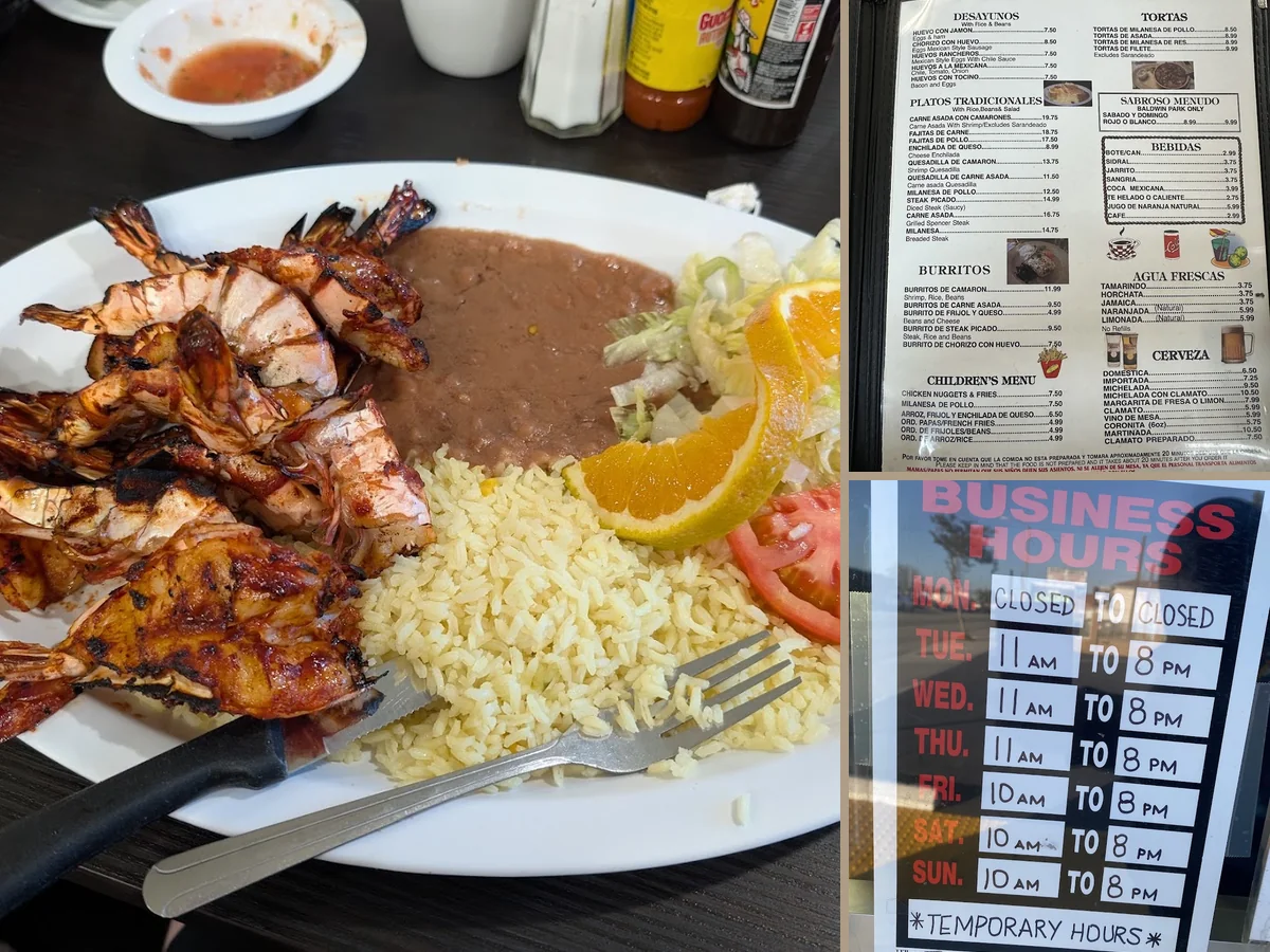 Mexican seafood dishes served in a basic space.